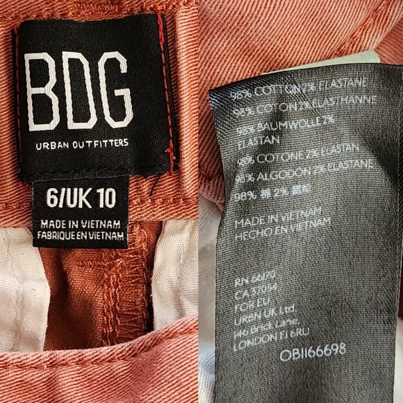 BDG Orange Cotton Stretch High Rise Pleated Mia Wide Leg Pants - Picture 6 of 6